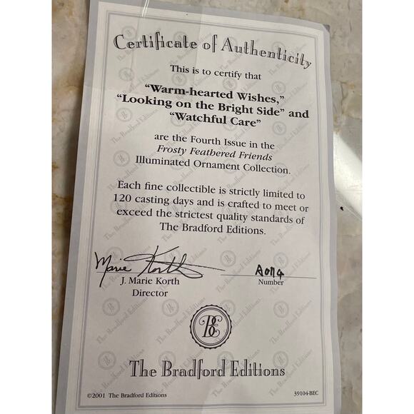 VTG Frosty Feathered Friends Christmas Ornaments Set of 2 "Warm Hearted Wishes" - Picture 7 of 7